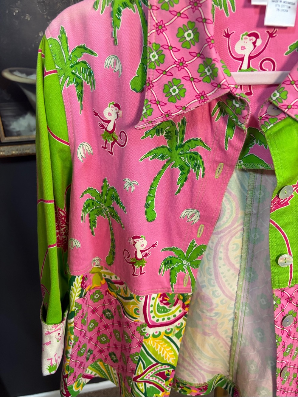 Vanity Collection Pink & Green Patchwork Jacket - Picture 4 of 7